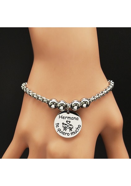 Hükümdar Kadınlar Için Paslanmaz Çelik Bilezikler Gümüş Renkli Şans Bileklik Takı Pulseras Mujer Moda B (Yurt Dışından)