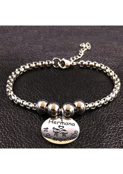 Hükümdar Kadınlar Için Paslanmaz Çelik Bilezikler Gümüş Renkli Şans Bileklik Takı Pulseras Mujer Moda B (Yurt Dışından)