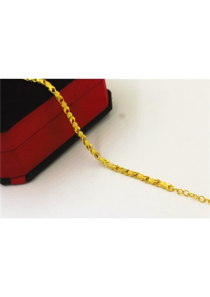 Yeni Gelen Saf Altın Renk Kalp Bağlantılı Bileklik Kadınlar Için Moda Takı 24K Sarı Altın Bilezik Kızlar Için 16+4cm (Yurt Dışından) fiyatları
