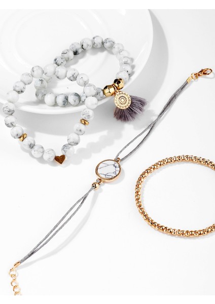 Ay Dıezı Bohem El Yapımı Örgü Kalp Uzun Püsküllü Bilezik Setleri Kadın Yeni Gri Halat Zincir Bileklik Takılar Noel Hediyesi (Yurt Dışından) indirimleri