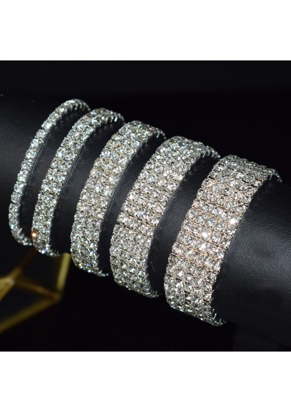 6 Sıra Gelin Taşlı Bilezik Çoklu Sıra Kristal Esnek Bilezik Bileklik Esnek Bilezik Altın Gümüş Kaplama Bilezik Hediye (Yurt Dışından) fiyatları