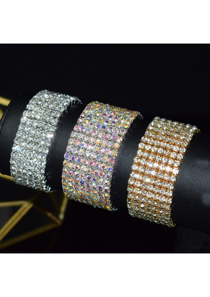 6 Sıra Gelin Taşlı Bilezik Çoklu Sıra Kristal Esnek Bilezik Bileklik Esnek Bilezik Altın Gümüş Kaplama Bilezik Hediye (Yurt Dışından) modelleri