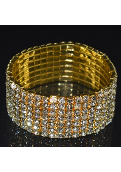 6 Sıra Gelin Taşlı Bilezik Çoklu Sıra Kristal Esnek Bilezik Bileklik Esnek Bilezik Altın Gümüş Kaplama Bilezik Hediye (Yurt Dışından) fırsatları