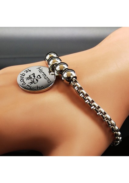 Hükümdar Kadınlar Için Paslanmaz Çelik Bilezikler Gümüş Renkli Şans Bileklik Takı Pulseras Mujer Moda B (Yurt Dışından)