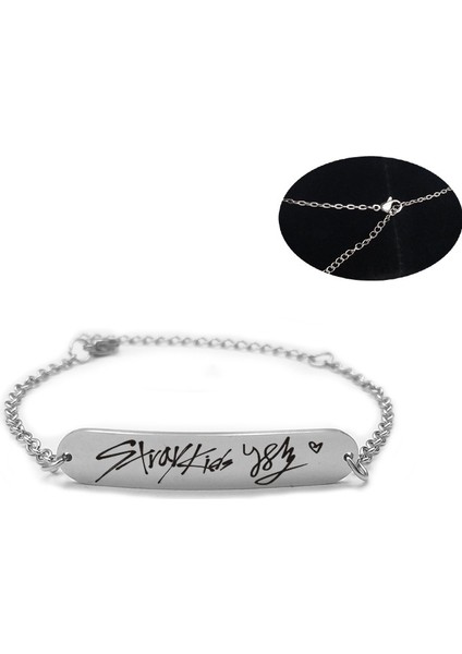 No.9 Boyutu Stainless Çelik Bileklik Stray Kids Üye Imza Mektup Gümüş Renk Zincir Bilezikler Kadın Erkek Takı Aksesuarları (Yurt Dışından) modelleri