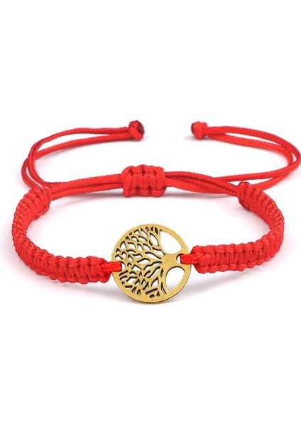 Kırmızı Küçük Altın Ağacın Hayatı Bileklik El Yapımı Iplik Tibetli Budist Şans Bilezikleri Kadınlar ve Erkekler Iyileşme Reiki Bilek Takıları (Yurt Dışından)