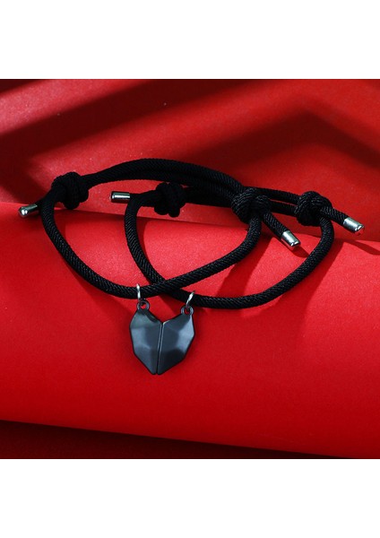 BR21Y0077-2 Seni Özledim Mektubu Manyetik Kalp Bileklik Bilezik Manyetik Çekim Kolye Çift Bileklik Kadınlar Için Erkekler Bayan Sevgililer Günü Hediyesi (Yurt Dışından)