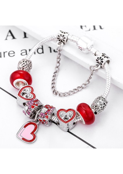 18CM Tarzı C11 Boosbiy Moda Gümüş Kaplama Kalp Boncuklu Charm Bilezik Kadınlar Için Dıy Kristal Boncuklar ile Uyumlu Bileklik Takı (Yurt Dışından) fırsatları