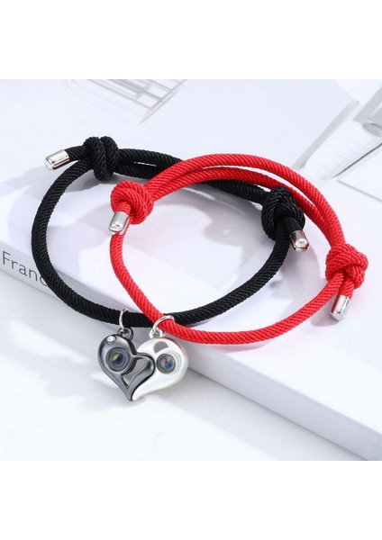 BR21Y0294 Seni Özledim Mektubu Manyetik Kalp Bileklik Bilezik Manyetik Çekim Kolye Çift Bileklik Kadınlar Için Erkekler Bayan Sevgililer Günü Hediyesi (Yurt Dışından)