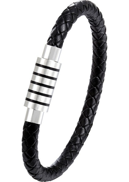 20CM Tarzı Tz-88 Yeni Punk Siyah ve Beyaz Örme Çelik Tel Bileklik Manyetik Toka Basit Tarz Moda Bilezik Erkek Paslanmaz Çelik Bilezik (Yurt Dışından)