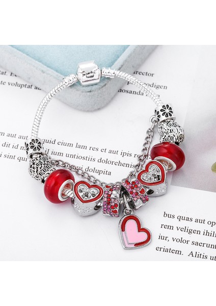 21CM Tarzı C37 Boosbiy Moda Gümüş Kaplama Kalp Boncuklu Charm Bilezik Kadınlar Için Dıy Kristal Boncuklar ile Uyumlu Bileklik Takı (Yurt Dışından) modelleri