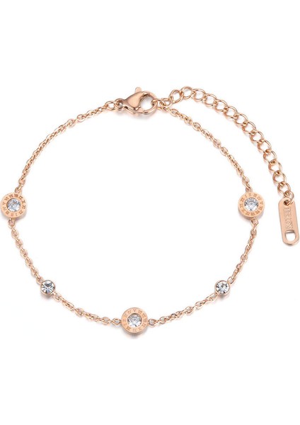 Altın Jeemango Klasik Roma Rakamlı Kübik Zirkonyum Zincir ve Bağlantı Bilezik Takı Titanyum Çelik Şarm Bileklik Kadınlar Için (Yurt Dışından) fiyatları