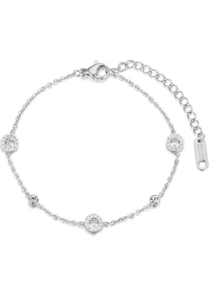 Altın Jeemango Klasik Roma Rakamlı Kübik Zirkonyum Zincir ve Bağlantı Bilezik Takı Titanyum Çelik Şarm Bileklik Kadınlar Için (Yurt Dışından) modelleri