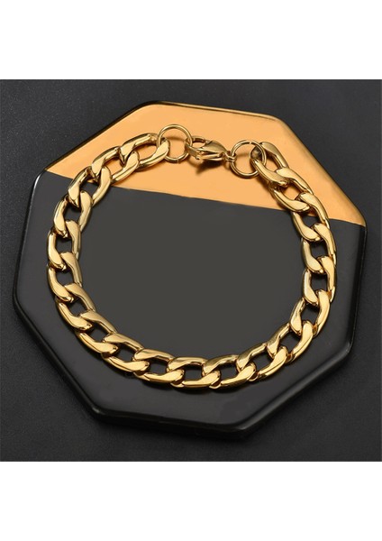 4.5mm Tarzı Altın Rengi Ant Melek Trendy Basit Küba Zincir Erkek Bileklik Paslanmaz Çelik Geniş Zincir Bileklik Erkekler ve Kadınlar Takı Hediye (Yurt Dışından) modelleri