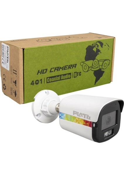 Plato PL-22995 5mp Color Vu Mikrofonlu 2.8 mm 3 Atom LED Metal Kasa Ahd Bullet Kamera (4887)