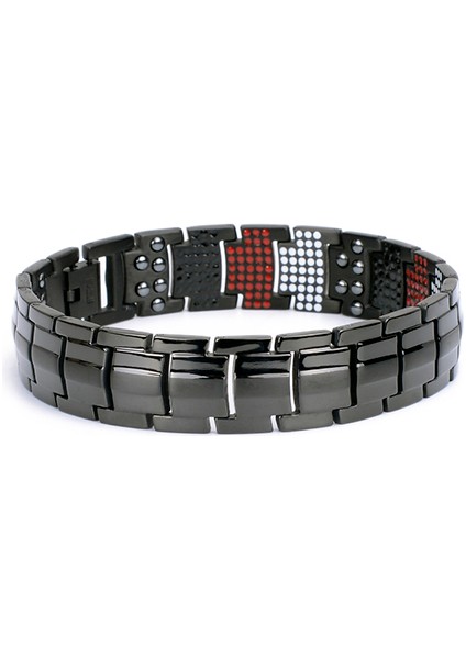 21.5cm Tarzı Siyah %100 Saf Titanyum Manyetik Bileklik Erkekler Gümüş Renk Zincir Erkek Bileziği Germanium Hematit Enerji Bilezik Kadınlar Bilezik (Yurt Dışından)