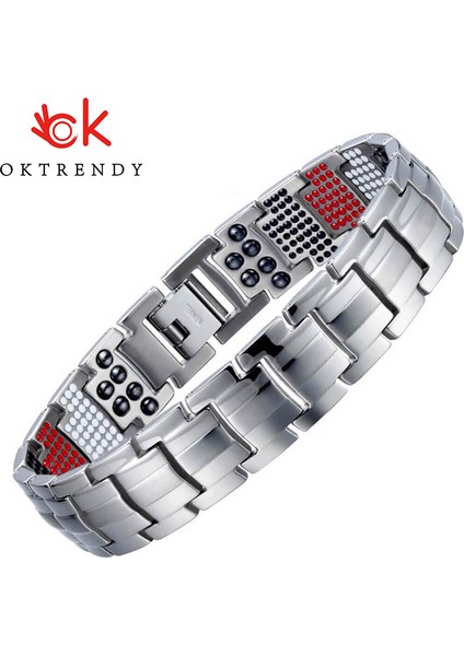 21.5cm Tarzı Siyah %100 Saf Titanyum Manyetik Bileklik Erkekler Gümüş Renk Zincir Erkek Bileziği Germanium Hematit Enerji Bilezik Kadınlar Bilezik (Yurt Dışından) fiyatları