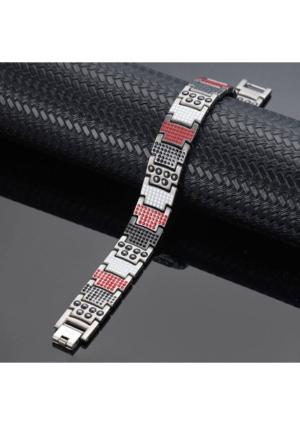 21.5cm Tarzı Siyah %100 Saf Titanyum Manyetik Bileklik Erkekler Gümüş Renk Zincir Erkek Bileziği Germanium Hematit Enerji Bilezik Kadınlar Bilezik (Yurt Dışından) fırsatları