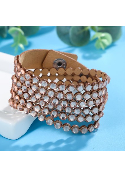 Yeşil Bilezikler Hocole Kristal Bileklik Taş Deri Bilezikler ve Bilezikler Sarma Çok Katmanlı Bilezikler Kadınlar Için Pulseras Mujer Moda Takı (Yurt Dışından)