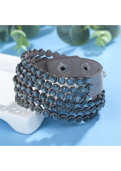 Yeşil Bilezikler Hocole Kristal Bileklik Taş Deri Bilezikler ve Bilezikler Sarma Çok Katmanlı Bilezikler Kadınlar Için Pulseras Mujer Moda Takı (Yurt Dışından)