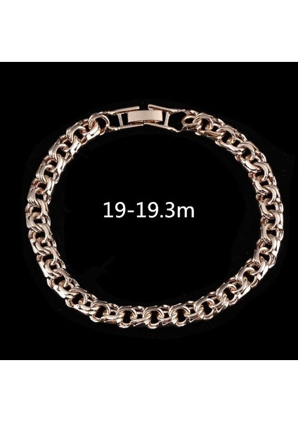 19CM Bilezik Bismark Bileklik Yeni 585 Gül Altın Rengi Takı Örgü Formunda Uzun 7mm Geniş El Kordonu Altın Rengi Bilezik Erkek ve Kadınlar Için (Yurt Dışından)
