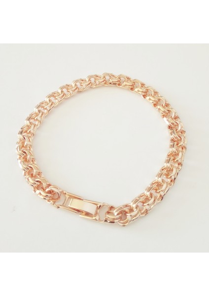 19CM Bilezik Bismark Bileklik Yeni 585 Gül Altın Rengi Takı Örgü Formunda Uzun 7mm Geniş El Kordonu Altın Rengi Bilezik Erkek ve Kadınlar Için (Yurt Dışından) modelleri