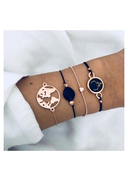 Siyah Dıezı Bohem El Yapımı Örgü Kalp Uzun Püsküllü Bilezik Setleri Kadın Yeni Gri Halat Zincir Bileklik Takılar Noel Hediyesi (Yurt Dışından)