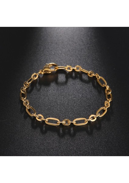 18CM Tarzı A - Altın Rengi Skyrim Bilezik Kadın Erkek Kağıt Klipsi Zincir Bağlantı Bileklikleri Trendy Paslanmaz Çelik Bileklikler Moda Çift Takılar (Yurt Dışından) indirimleri