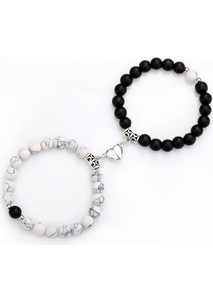 No.3 Boyutu Manyetik Bileklik Çift Vintage Eşleşen Taş Mesafe Eşleşmiş Bilezik Sevgililer Takı Sevgililer Günü Hediyesi (Yurt Dışından) modelleri