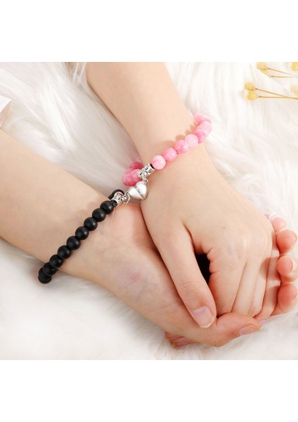 No.3 Boyutu Manyetik Bileklik Çift Vintage Eşleşen Taş Mesafe Eşleşmiş Bilezik Sevgililer Takı Sevgililer Günü Hediyesi (Yurt Dışından) fırsatları