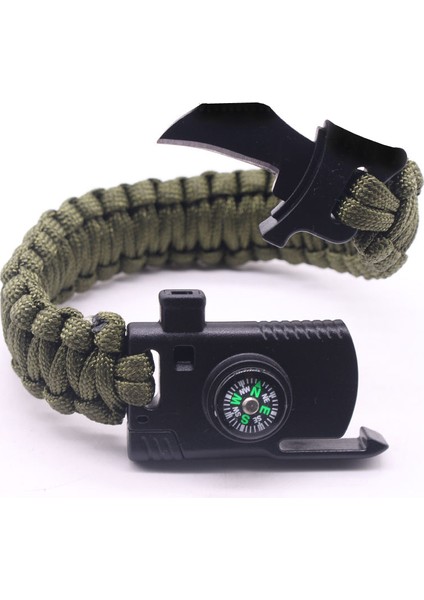 HJTA802 Ayarlanabilir Boyutlu Outdoor Hayatta Kalma Bileklik Erkek Kadın Çok Fonksiyonlu Kamp Kurtarma Acil Halat Bilezik Pusula Düdük Bıçak (Yurt Dışından)