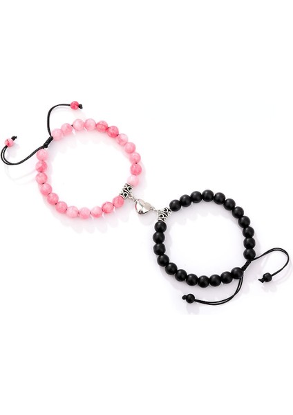 No.6 Boyutu Manyetik Bileklik Çift Vintage Eşleşen Taş Mesafe Eşleşmiş Bilezik Sevgililer Takı Sevgililer Günü Hediyesi (Yurt Dışından)