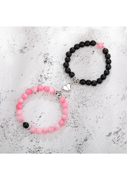 No.6 Boyutu Manyetik Bileklik Çift Vintage Eşleşen Taş Mesafe Eşleşmiş Bilezik Sevgililer Takı Sevgililer Günü Hediyesi (Yurt Dışından) indirimleri