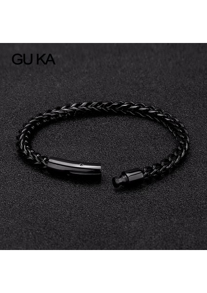 21CM Tarzı Siyah Erkekler Için 6mm Zincir Bileklik Paslanmaz Çelik Moda Lüks Adam Aksesuar Şık Punk Rock Tarzı Bisikletçi Takı Hediye Arkadaşlar Için (Yurt Dışından) fiyatları
