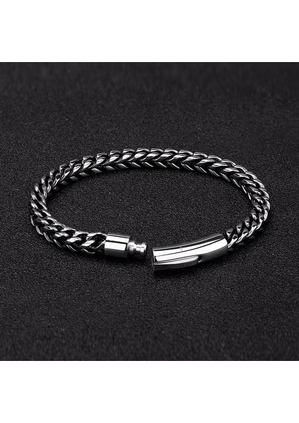 21CM Tarzı Siyah Erkekler Için 6mm Zincir Bileklik Paslanmaz Çelik Moda Lüks Adam Aksesuar Şık Punk Rock Tarzı Bisikletçi Takı Hediye Arkadaşlar Için (Yurt Dışından) fırsatları