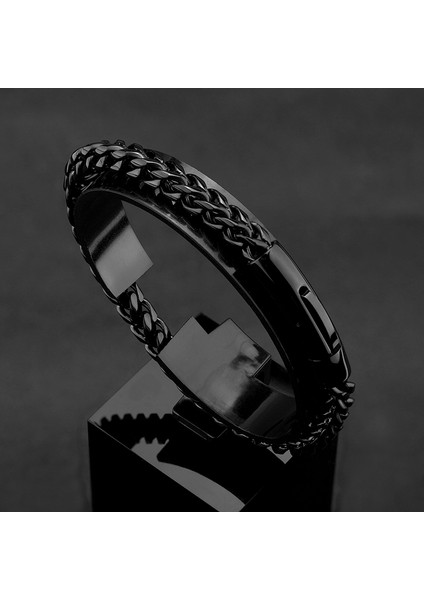 21CM Tarzı Siyah Erkekler Için 6mm Zincir Bileklik Paslanmaz Çelik Moda Lüks Adam Aksesuar Şık Punk Rock Tarzı Bisikletçi Takı Hediye Arkadaşlar Için (Yurt Dışından) indirimleri