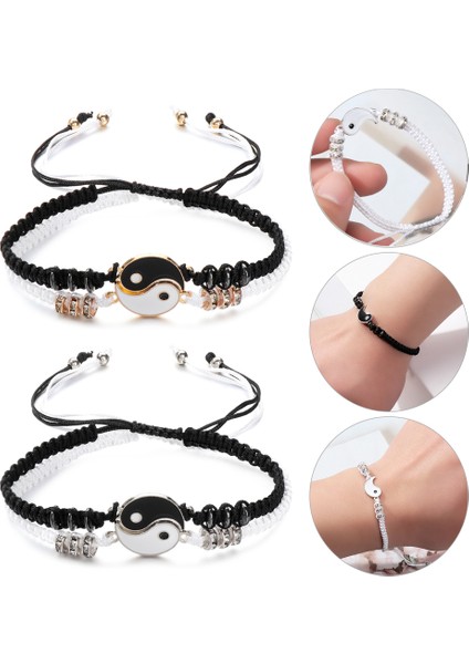 Kolye-Altın 1 Sıcak ve Moda Yin Yang Şans Kolye Bilezik En Iyi Arkadaşlar Çift Bileklik Takı Sevgililer Kardeşler Sevgililer Günü Hediye (Yurt Dışından)