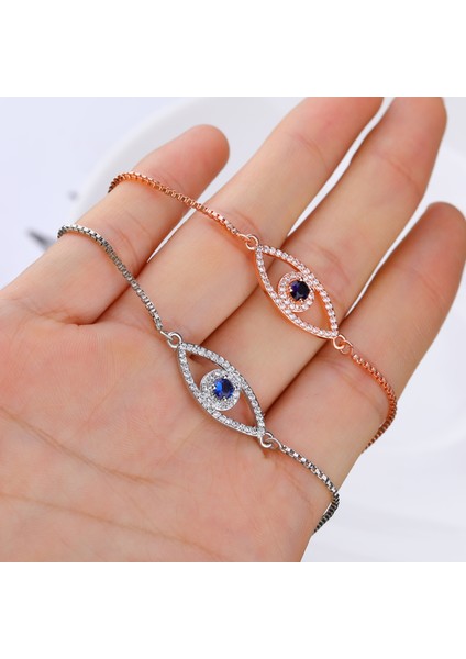 Altın Rengi Juwang Türk Mavi Nazar Boncuğu Bağlantı Bilezik Kadınlar Için Vintage Fatima El Zinciri Bileklik Moda Yapımı Takı Ojo Turco (Yurt Dışından)
