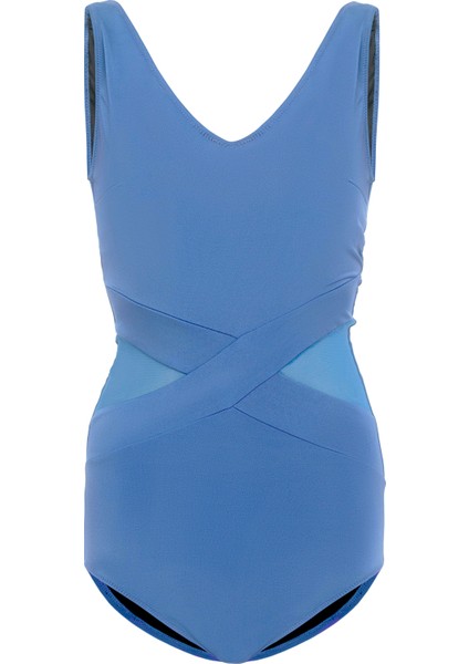 Aquaviva Kadın Mavi Perla Tül Detaylı Mayo