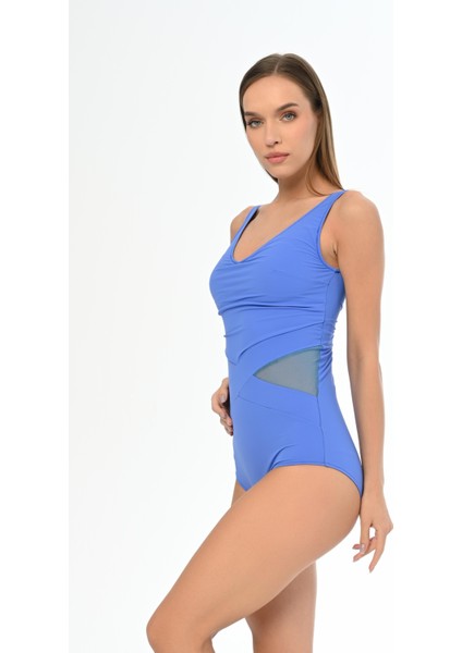 Aquaviva Kadın Mavi Perla Tül Detaylı Mayo indirimleri