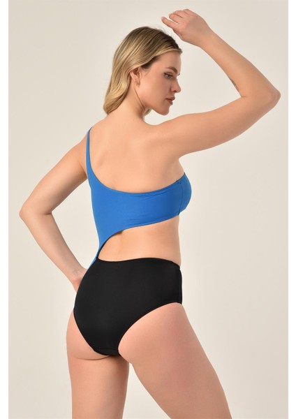 Aquaviva Kadın Siyah - Mavi Tek Omuz Mayo fırsatları