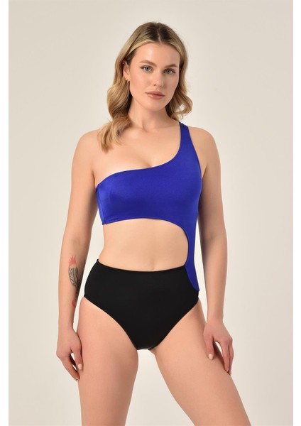 Aquaviva Kadın Siyah - Saks Tek Omuz Mayo modelleri