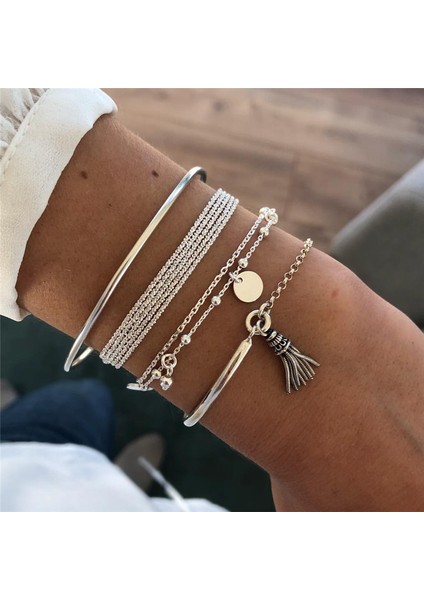 NO.83428 Beden Modyle Yeni Bohem Siyah Halat Zincir Bileklik Seti Kadınlar Için Uçak Kabuk Ay Kalp Kristal Şanslı Bilezik Boho Takı (Yurt Dışından) indirimleri