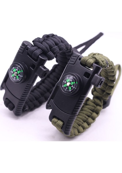 HJTA815 Ayarlanabilir Boyutlu Outdoor Hayatta Kalma Bileklik Erkek Kadın Çok Fonksiyonlu Kamp Kurtarma Acil Halat Bilezik Pusula Düdük Bıçak (Yurt Dışından) fiyatları