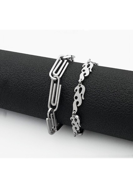 20 cm Titanyum Çelik Geometrik Bilezik Retro Bilezik Erkek ve Kadın Paslanmaz Çelik Kağıt Tokası Basit Karakter Bileziği (Yurt Dışından) modelleri