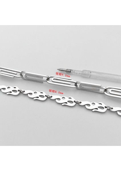 20 cm Titanyum Çelik Geometrik Bilezik Retro Bilezik Erkek ve Kadın Paslanmaz Çelik Kağıt Tokası Basit Karakter Bileziği (Yurt Dışından) fırsatları