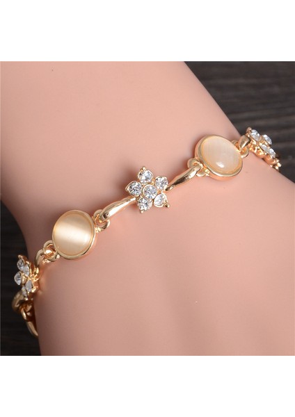 SL377 Lüks Kristal Kalp Şans Bilezikleri ve Bilezikler Altın Rengi Bilezikler Kadınlar Için Mücevher Pulseira Feminina Bilezik Takı (Yurt Dışından)