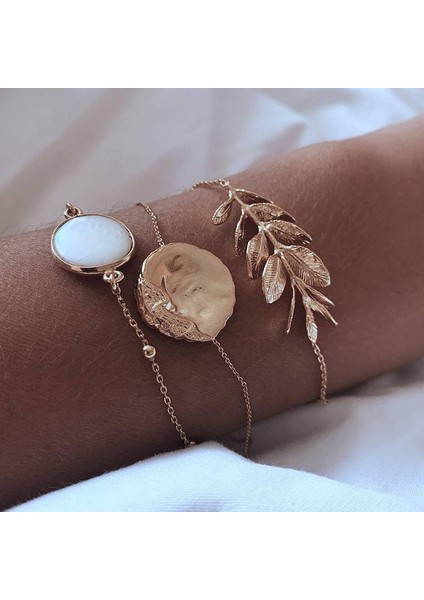 B00114 Vagzeb Punk Altın Renk Kalın Zincir Bilezik Seti Kadınlar Retro Geometrik Metal Örgü Zincir Bilezik Moda Takı (Yurt Dışından)