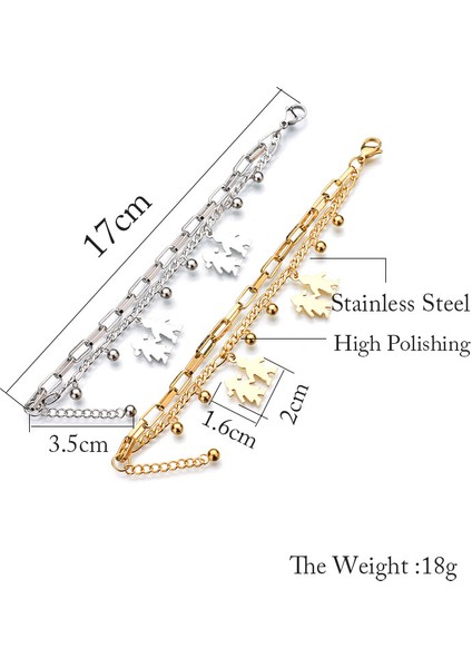 Bir Çelik Yüksek Kaliteli Paslanmaz Çelik Kadın Kolye Bilezik Trendy Yuvarlak Inci Çok Katmanlı Zincir Charm Pulseras Doğum Günü Hediyesi (Yurt Dışından)