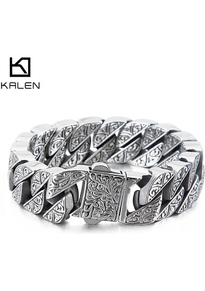 23,5 cm Tarzı KB122860-BDJX Erkekler Için 17MM Kalın Cuba Zincir Bilezik Paslanmaz Çelik 316L Cool El Kalın Zincir Takı (Yurt Dışından)
